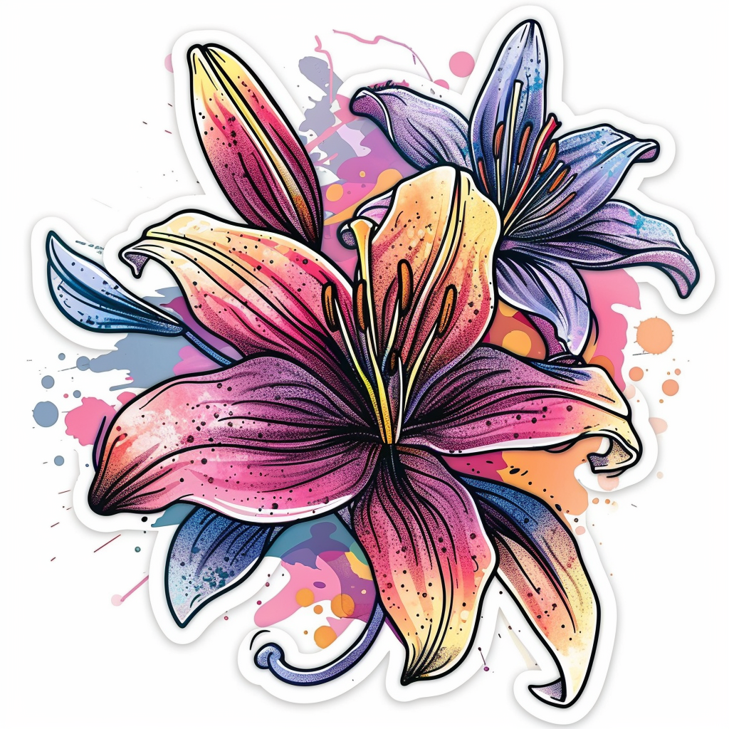 Lily flower majestic Expressive surreal Vinyl Decal Sticker for Car, Laptop, Tumbler and more # F023209