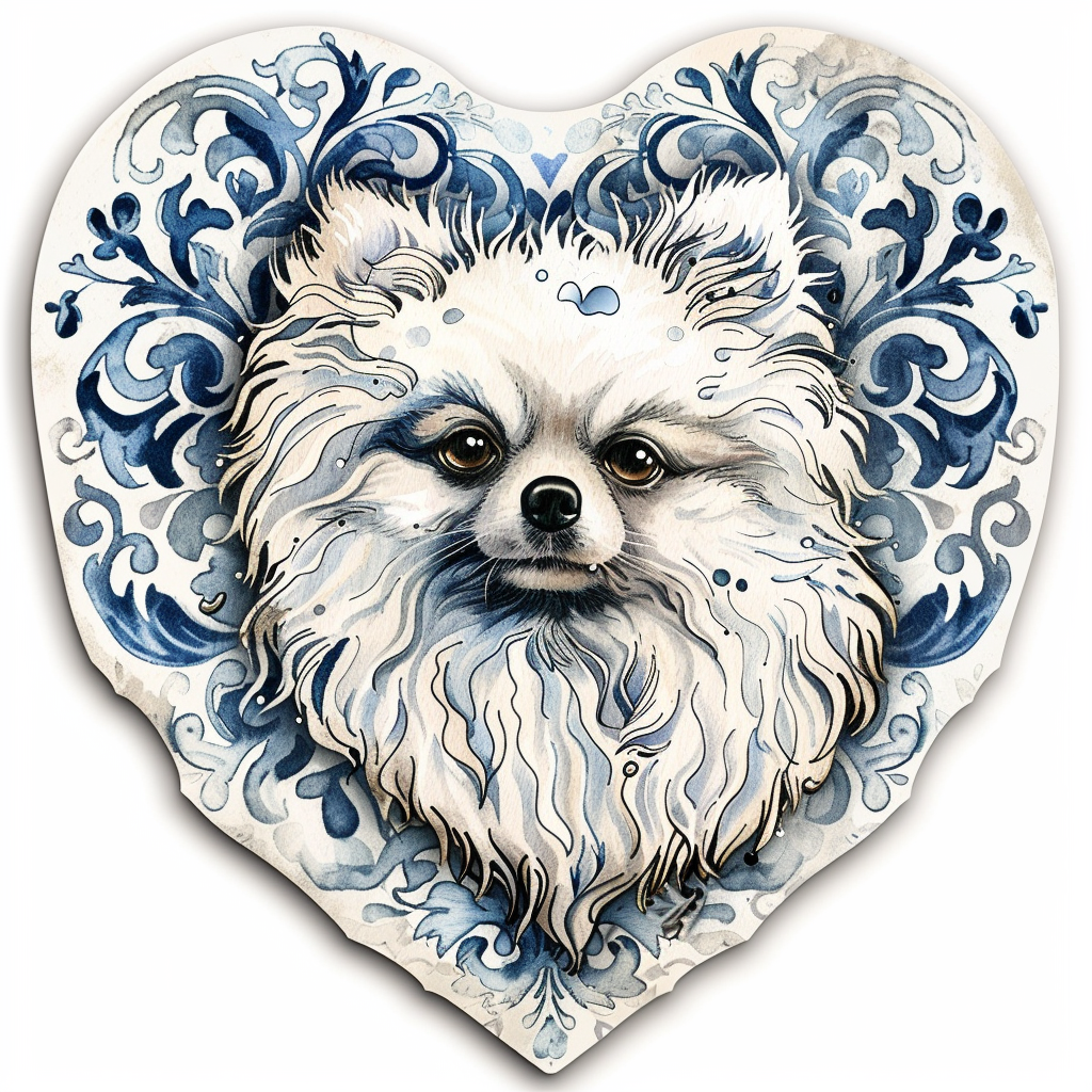 Sticker of a Pomeranian Dog majestic Expressive surreal Heartcore Vinyl Decal Sticker for Car, Laptop, Tumbler and more # F014057