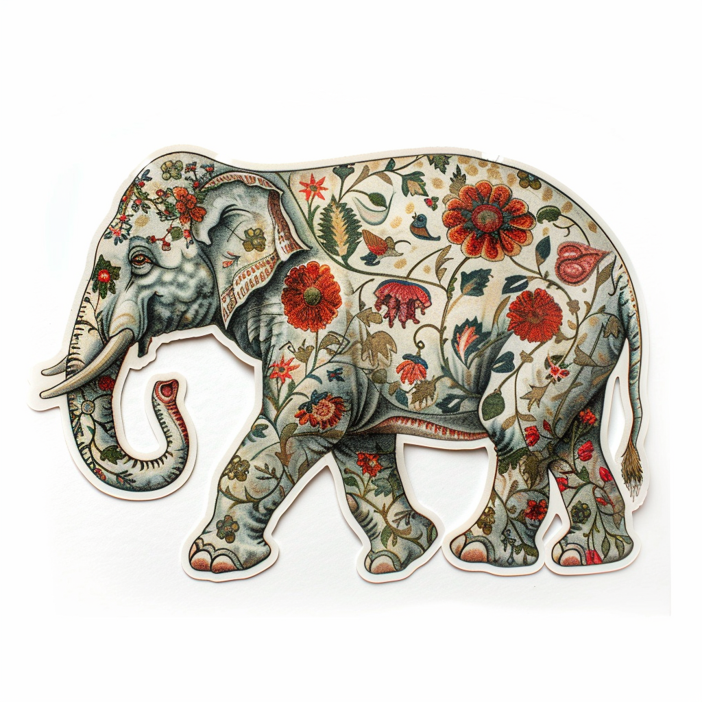 Elephant Expressive surreal Vinyl Decal Sticker for Car, Laptop, Tumbler and more # F022394