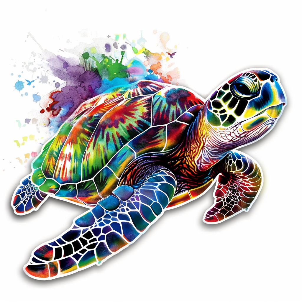 Sticker of a turtle majestic Expressive surreal Vinyl Decal Sticker for Car, Laptop, Tumbler and more # F022025