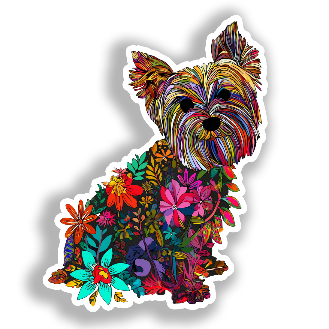 Yorkshire Terrier Dog Vinyl Decal Sticker for Car, Laptop, Tumbler and more # A017187-4" x 4"
