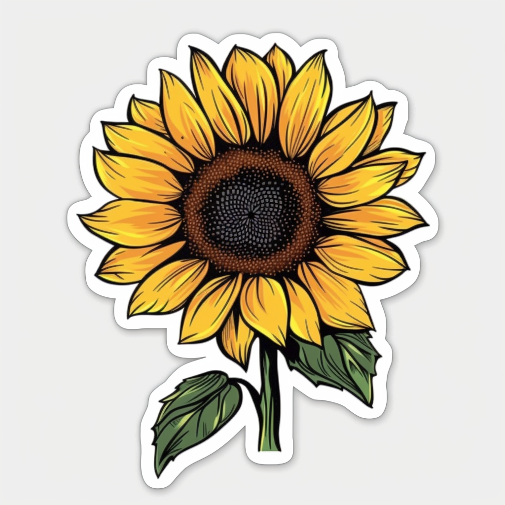 Sunflower flower majestic Expressive surreal Vinyl Decal Sticker for Car, Laptop, Tumbler and more # F023007