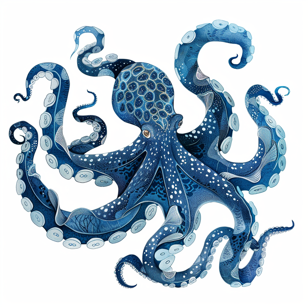 Sticker of a Octopus heartcore majestic Expressive surreal Vinyl Decal Sticker for Car, Laptop, Tumbler and more # F015441