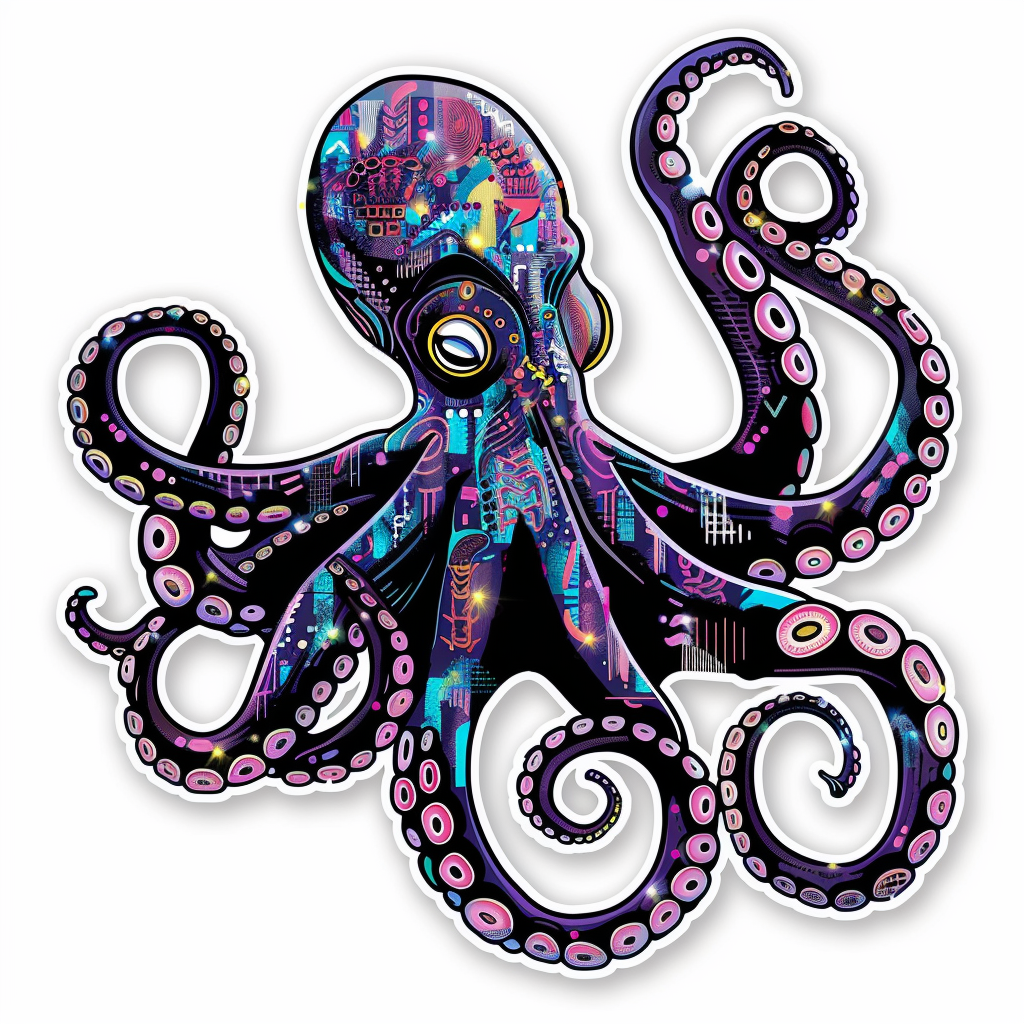 Octopus cyber punk majestic Expressive surreal Vinyl Decal Sticker for Car, Laptop, Tumbler and more # F015565