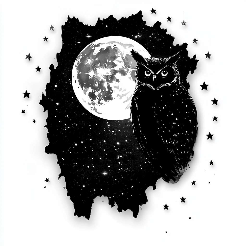 Owl Moon and Stars Vinyl Decal Sticker for Car, Laptop, Tumbler and more # F025745