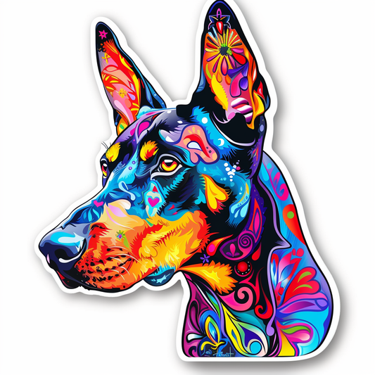 Doberman Pinscher Dog majestic Expressive surreal Vinyl Decal Sticker for Car, Laptop, Tumbler and more # F019618-4" x 4"