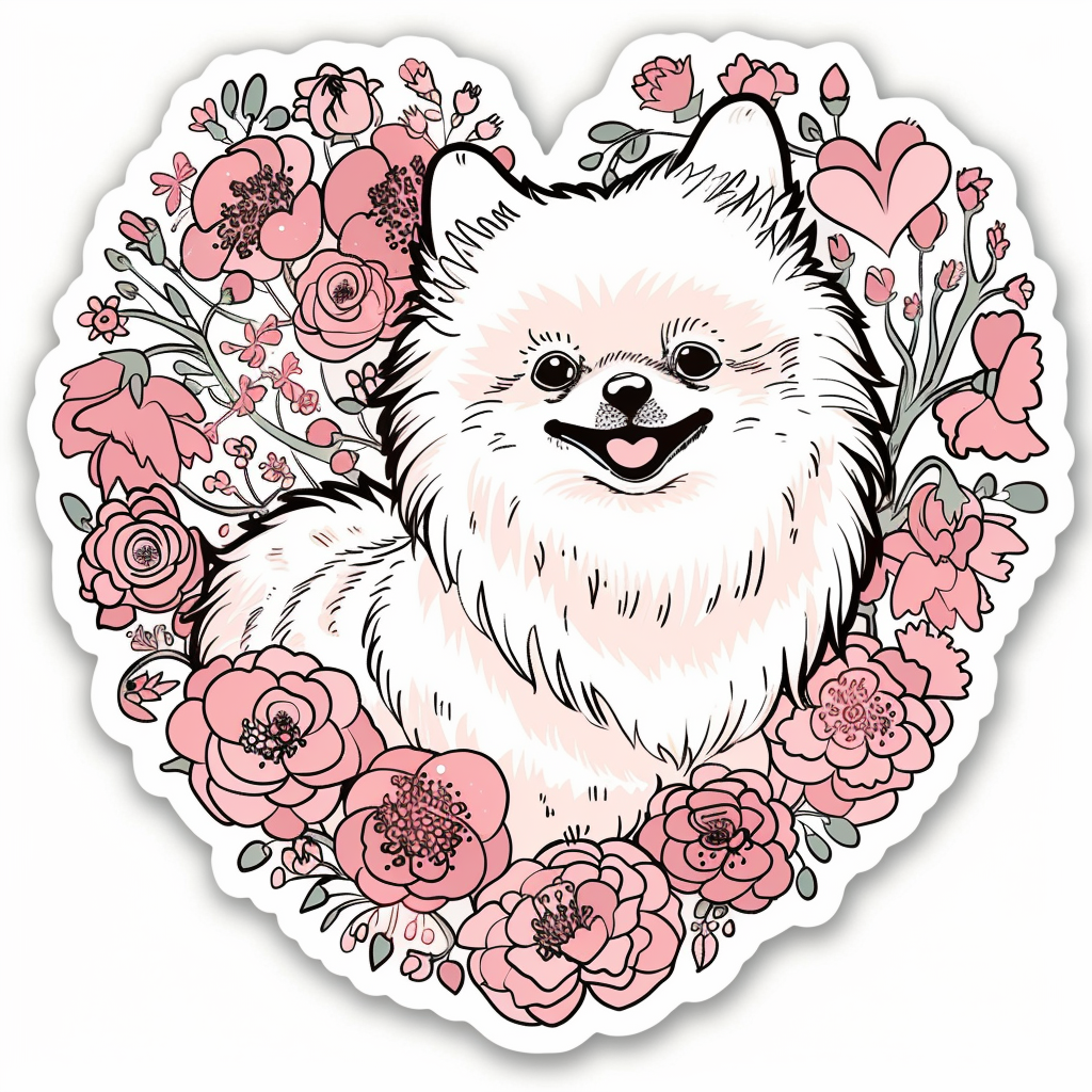 Sticker of a Pomeranian Dog majestic Expressive surreal Heartcore Vinyl Decal Sticker for Car, Laptop, Tumbler and more # F014127