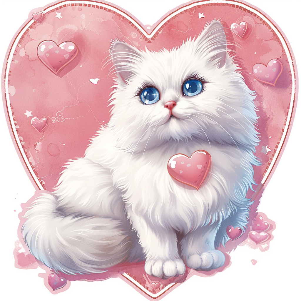 Adorable Turkish Angora Cat Vinyl Decal Sticker for Car, Laptop, Tumbler and more # F020929-4" x 4"