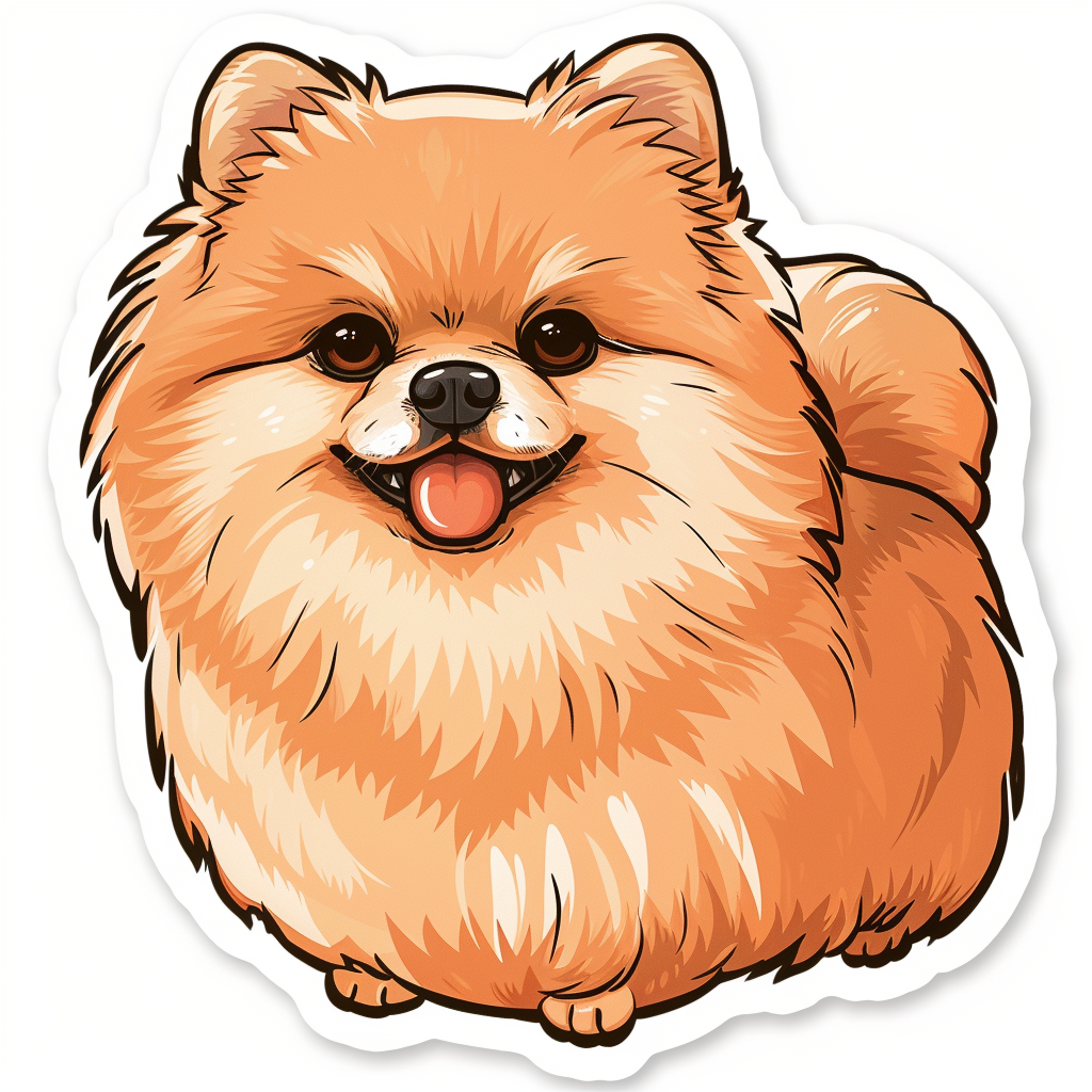 Sticker of a Pomeranian Dog cartoon majestic Expressive surreal Vinyl Decal Sticker for Car, Laptop, Tumbler and more # F013881