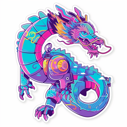 Dragon cyber punk majestic Expressive surreal Vinyl Decal Sticker for Car, Laptop, Tumbler and more # F019111-4" x 4"