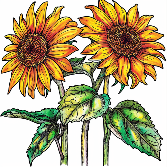 Sunflowers Expressive surreal Vinyl Decal Sticker for Car, Laptop, Tumbler and more # F018080