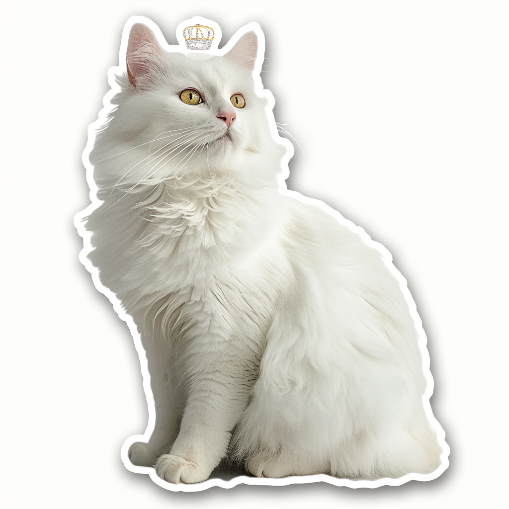 Adorable Turkish Angora Cat Vinyl Decal Sticker for Car, Laptop, Tumbler and more # F020860-4" x 4"
