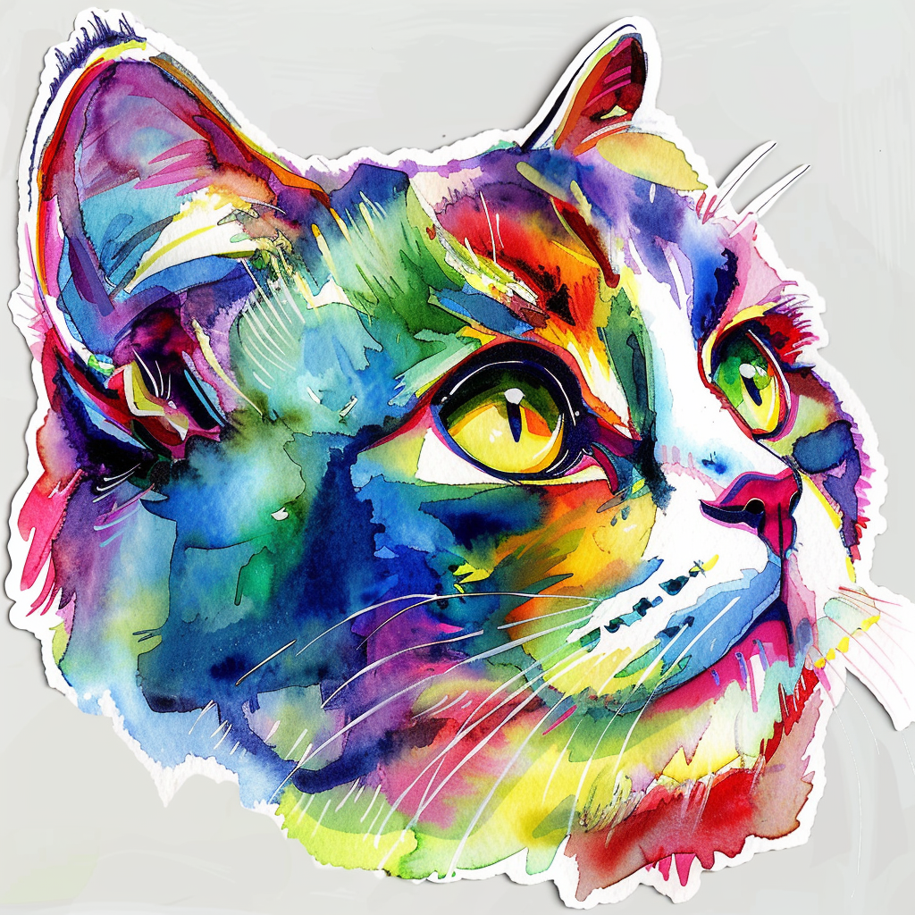 American Shorthair Cat majestic Expressive surreal Vinyl Decal Sticker for Car, Laptop, Tumbler and more # F019840-4" x 4"