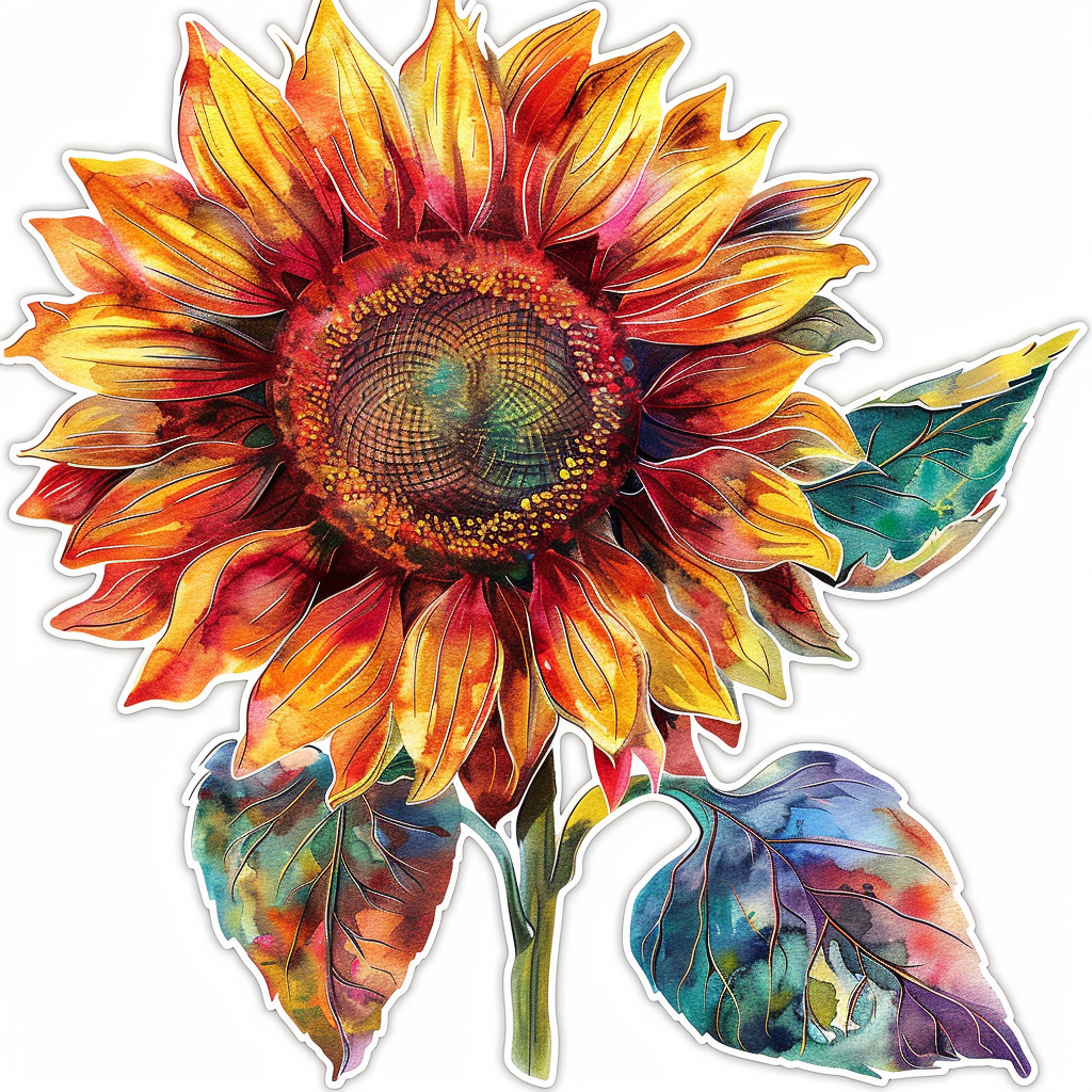 Sunflower flower majestic Expressive surreal Vinyl Decal Sticker for Car, Laptop, Tumbler and more # F022965