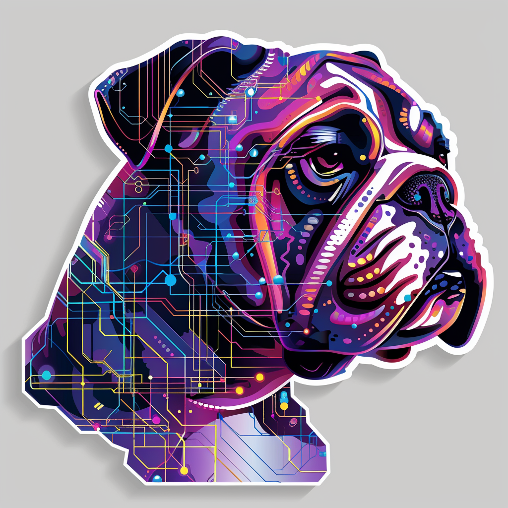 Bulldog Dog cyber punk majestic Expressive surreal Vinyl Decal Sticker for Car, Laptop, Tumbler and more # F017552