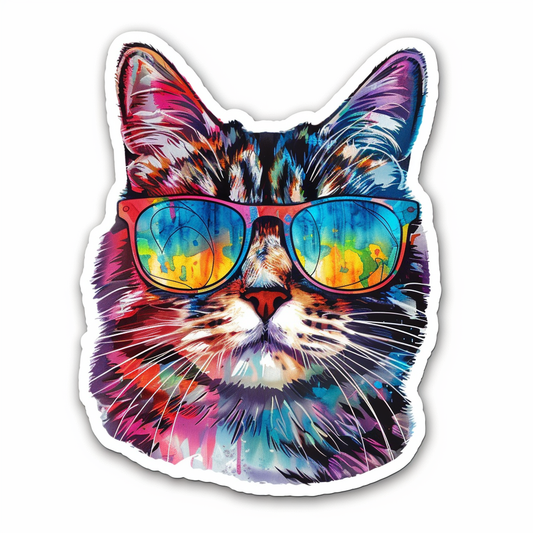 Sticker of an American Shorthair Cat majestic Expressive surreal Vinyl Decal Sticker for Car, Laptop, Tumbler and more # F019260