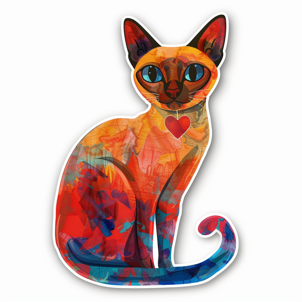 Burmese Cat heartcore Vinyl Decal Sticker for Car, Laptop, Tumbler and more # F011000