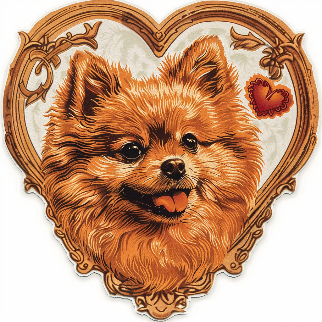 Sticker of a Pomeranian Dog majestic Expressive surreal Heartcore Vinyl Decal Sticker for Car, Laptop, Tumbler and more # F014001