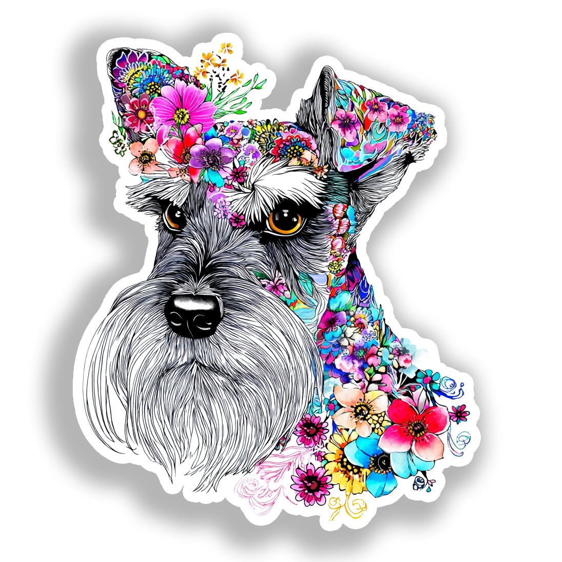 Miniature Schnauzer Dog Vinyl Decal Sticker for Car, Laptop, Tumbler and more # A019282-4" x 4"