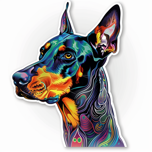 Doberman Pinscher Dog majestic Expressive surreal Vinyl Decal Sticker for Car, Laptop, Tumbler and more # F019538-4" x 4"