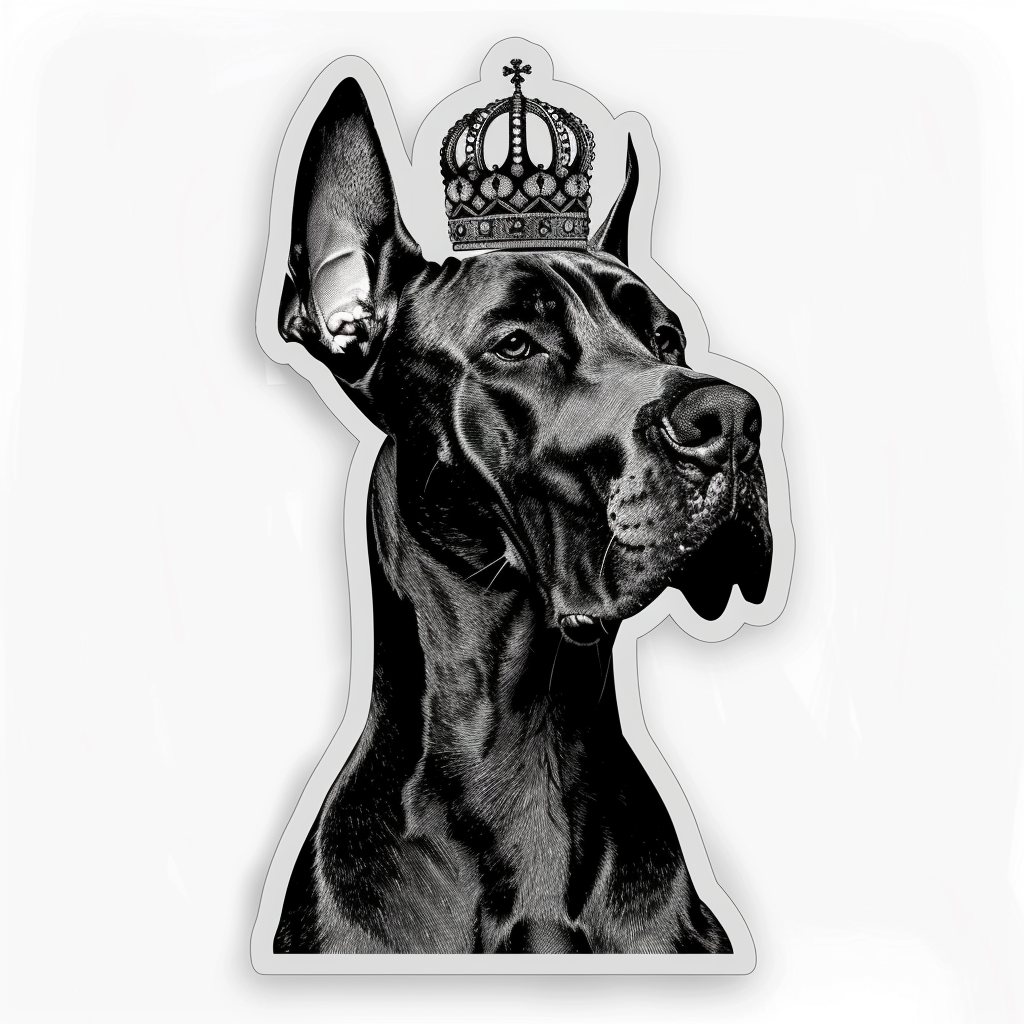 Great Dane Dog crowned majestic Expressive surreal Vinyl Decal Sticker for Car, Laptop, Tumbler and more # F017814