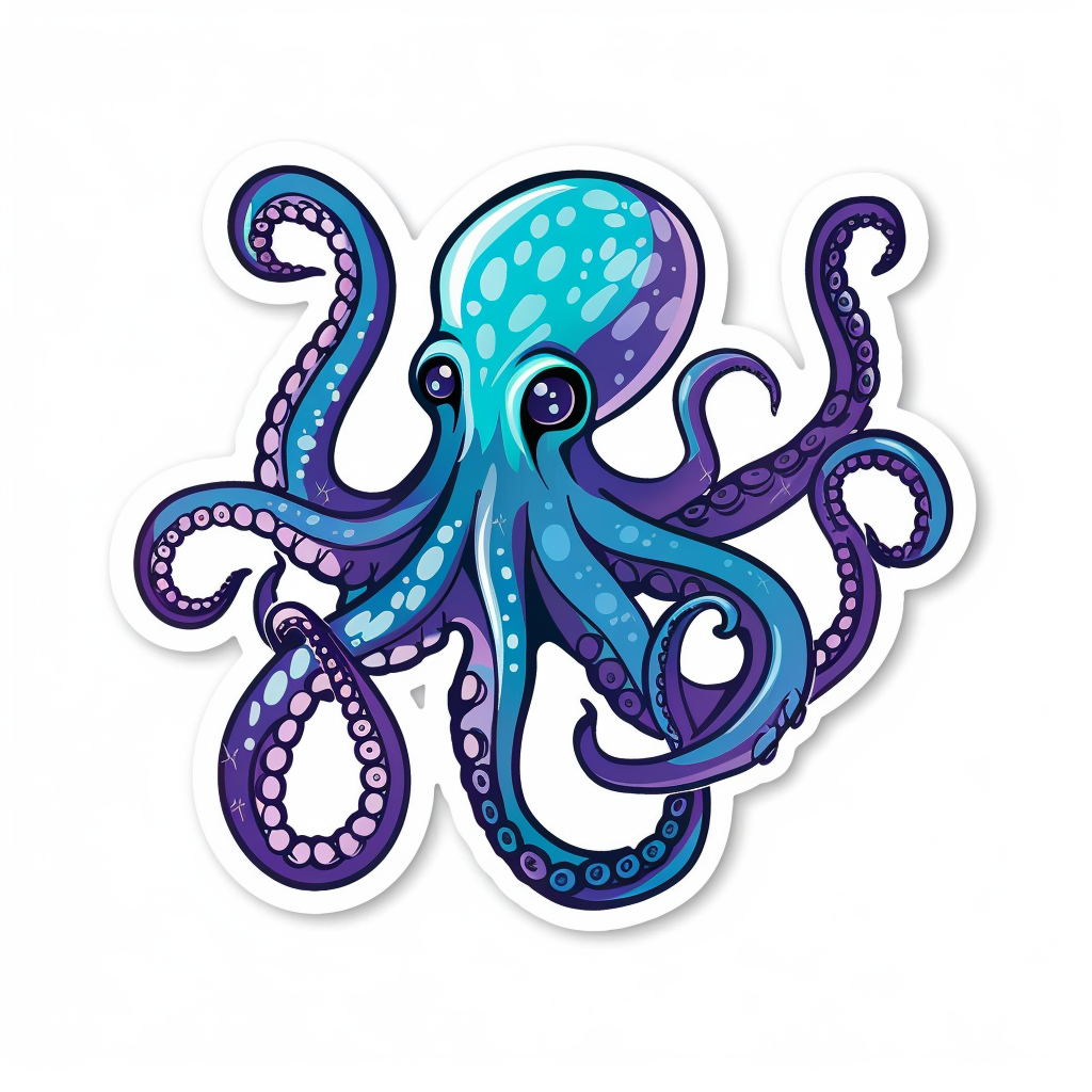 Sticker of a Octopus heartcore majestic Expressive surreal Vinyl Decal Sticker for Car, Laptop, Tumbler and more # F015471