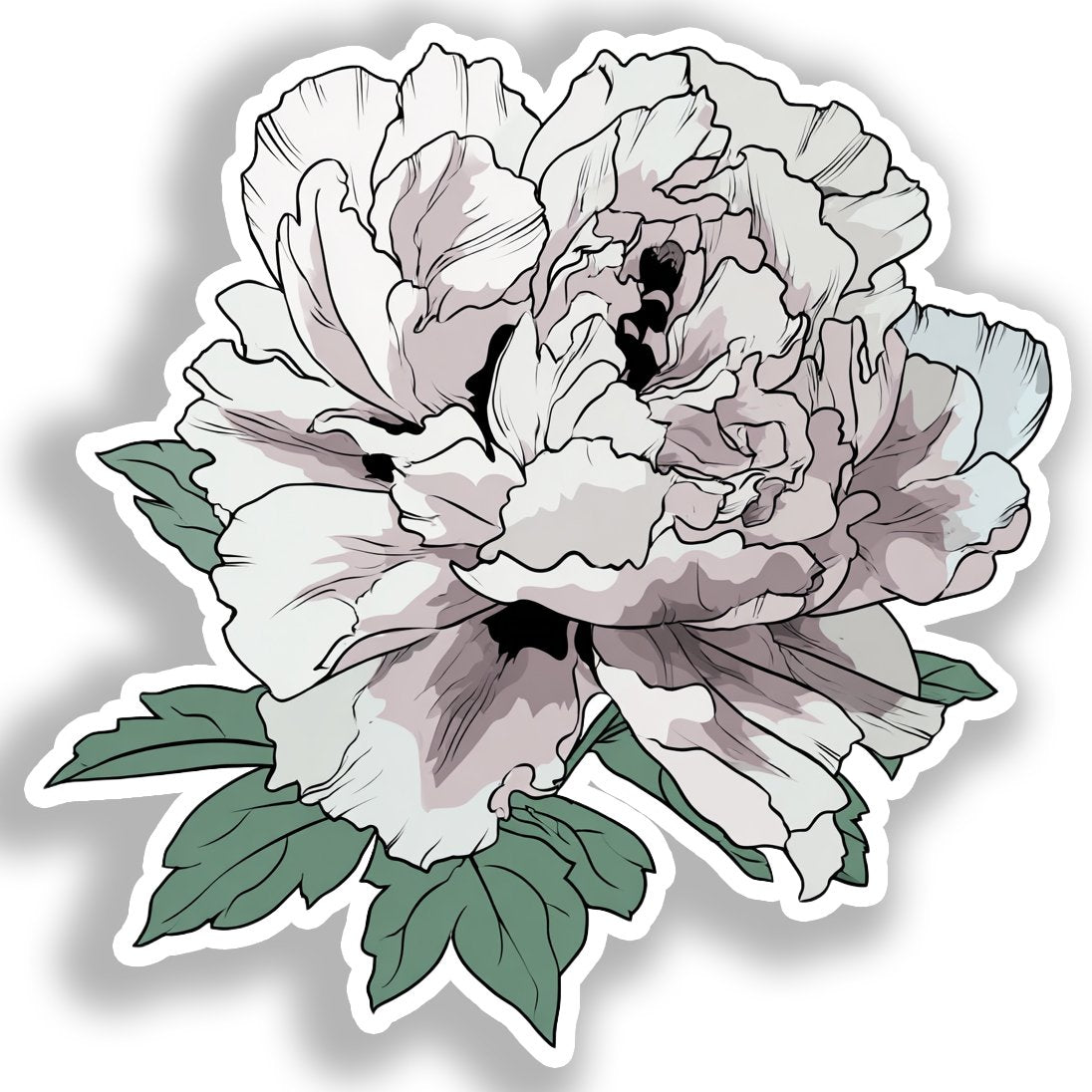Peony Flower Vinyl Decal Sticker for Car, Laptop, Tumbler and more # A019298-4" x 4"