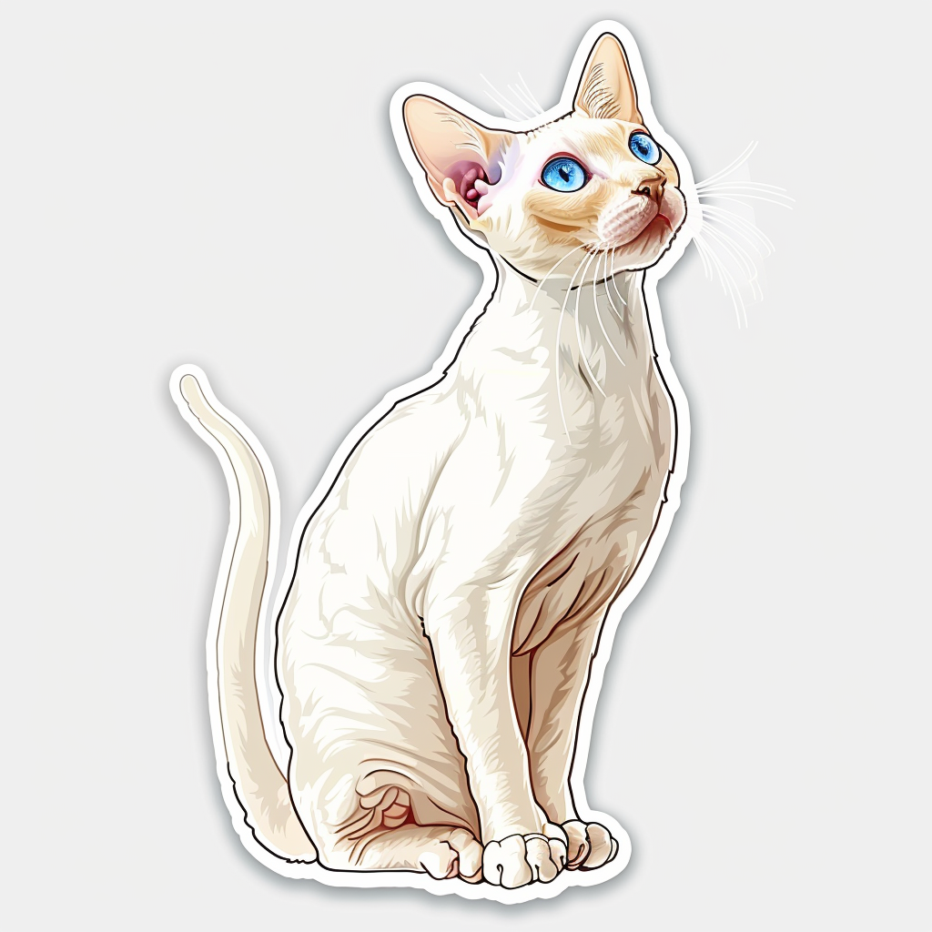 Adorable Cornish Rex Cat Expressive surreal Vinyl Decal Sticker for Car, Laptop, Tumbler and more # F021404-4" x 4"