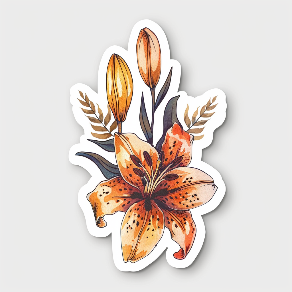 Lily flower majestic Expressive surreal Vinyl Decal Sticker for Car, Laptop, Tumbler and more # F023332