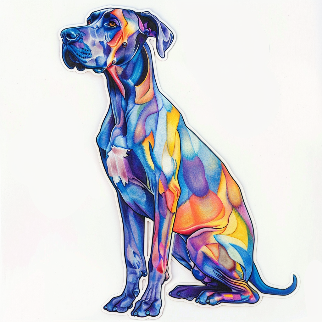 Adorable Great Dane Dog Expressive surreal Vinyl Decal Sticker for Car, Laptop, Tumbler and more # F017728