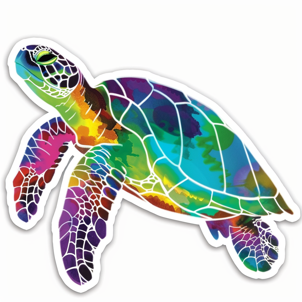 Sticker of a turtle majestic Expressive surreal Vinyl Decal Sticker for Car, Laptop, Tumbler and more # F021986
