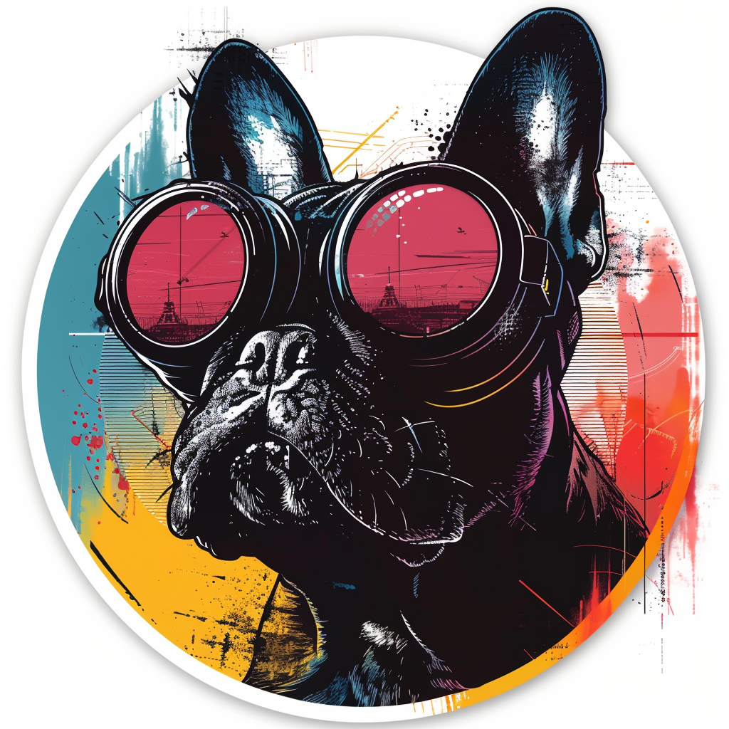 Bulldog Dog cyber punk majestic Expressive surreal Vinyl Decal Sticker for Car, Laptop, Tumbler and more # F017542