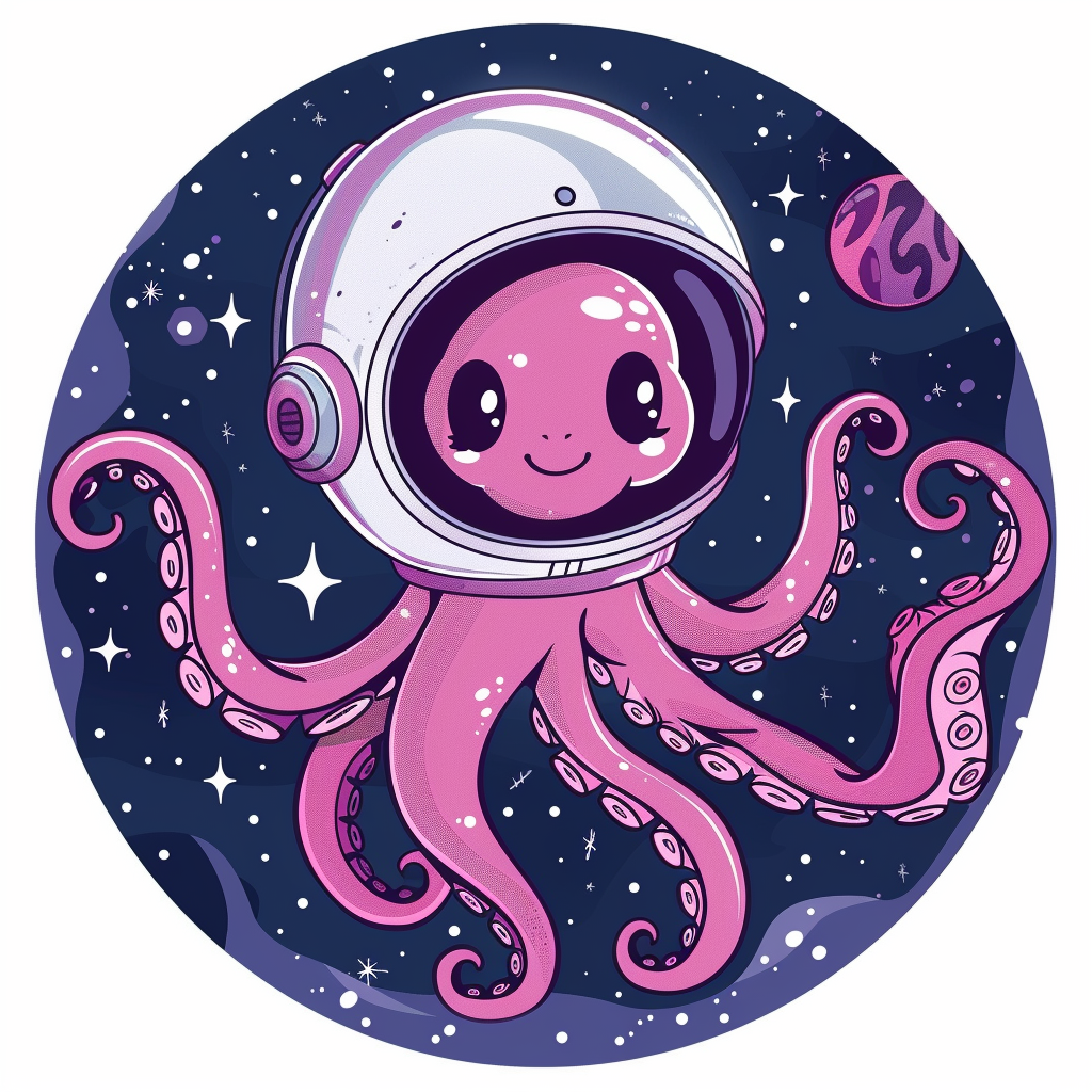 Sticker of a Cute and Adorable Octopus full body space suit Expressive surreal Vinyl Decal Sticker for Car, Laptop, Tumbler and more # F015801