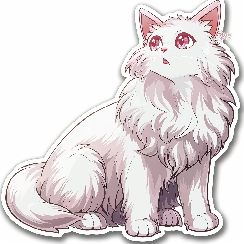 Adorable Turkish Angora Cat Vinyl Decal Sticker for Car, Laptop, Tumbler and more # F020909-4" x 4"