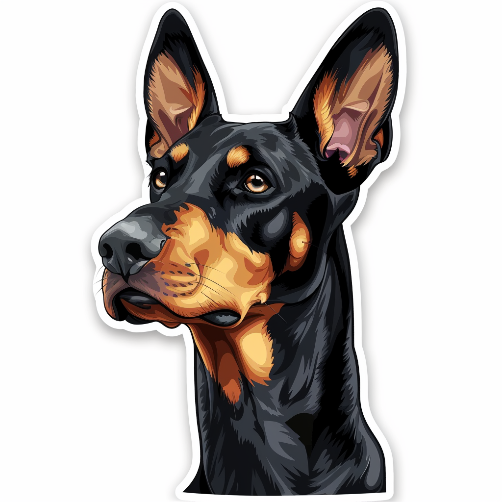 Sticker of a Doberman Pinscher Dog majestic Expressive surreal Vinyl Decal Sticker for Car, Laptop, Tumbler and more # F019247