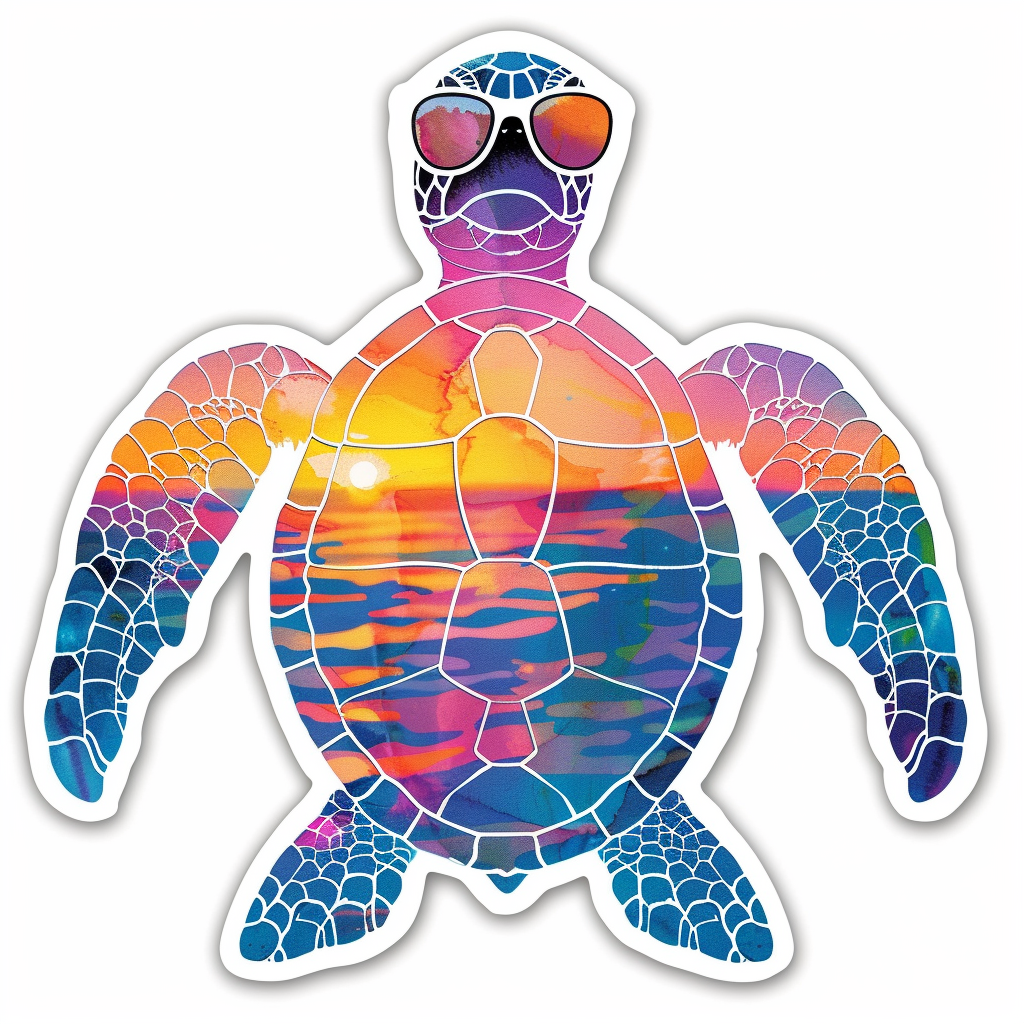 Sticker of a turtle majestic Expressive surreal Vinyl Decal Sticker for Car, Laptop, Tumbler and more # F021963