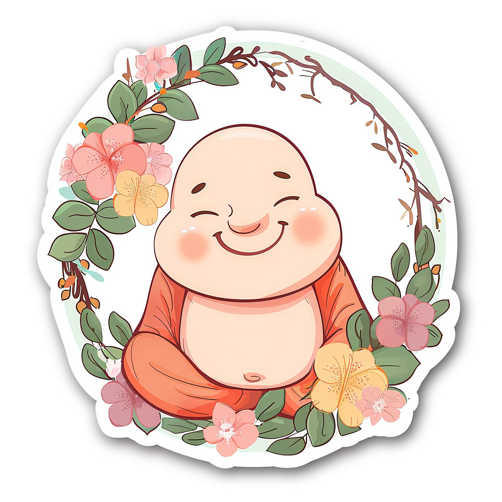 Sticker of an Adorable Buddha Expressive surreal Vinyl Decal Sticker for Car, Laptop, Tumbler and more # F017193