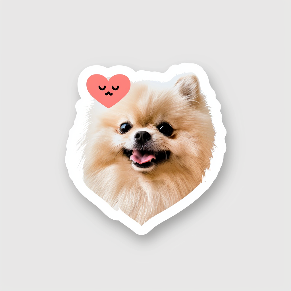 Sticker of a Pomeranian Dog majestic Expressive surreal Heartcore Vinyl Decal Sticker for Car, Laptop, Tumbler and more # F013996