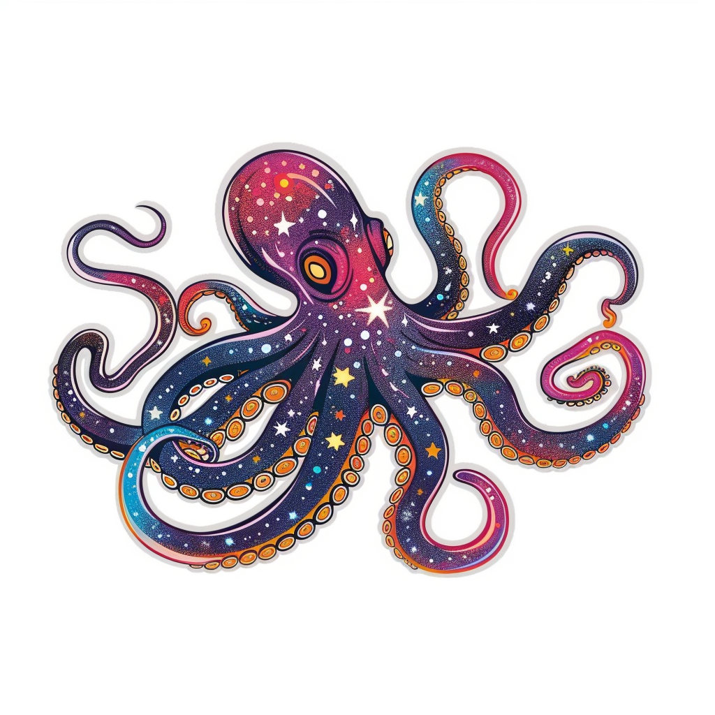 Sticker of a Octopus galaxy majestic Expressive surreal Vinyl Decal Sticker for Car, Laptop, Tumbler and more # F015667