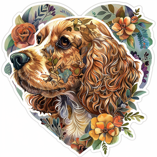 Cocker Spaniel Dog majestic Expressive surreal Vinyl Decal Sticker for Car, Laptop, Tumbler and more # F019698-4" x 4"