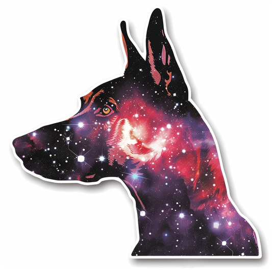 Doberman Pinscher Dog galaxy majestic Expressive surreal Vinyl Decal Sticker for Car, Laptop, Tumbler and more # F019468-4" x 4"