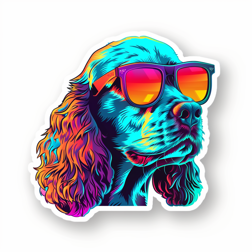 Cocker Spaniel Dog cyber punk Expressive surreal Vinyl Decal Sticker for Car, Laptop, Tumbler and more # F020312-4" x 4"