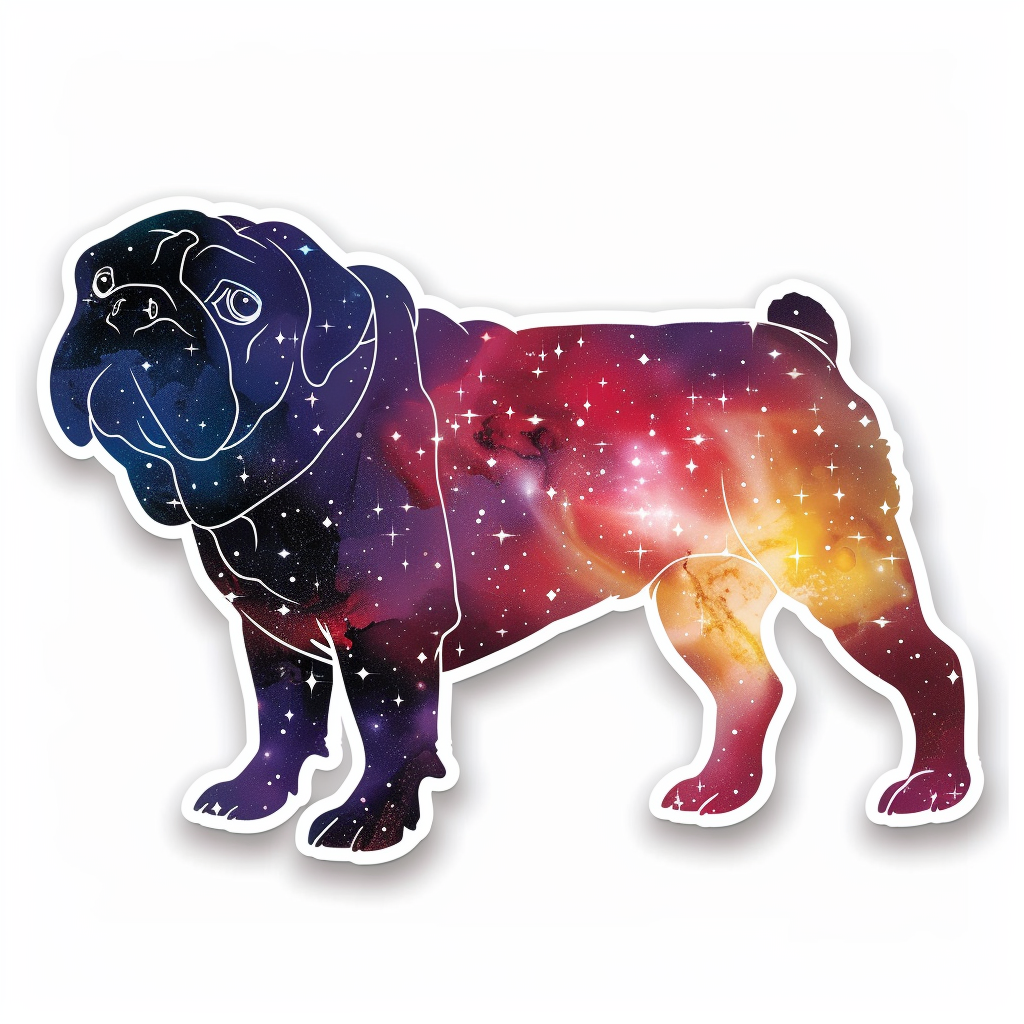 Bulldog Dog galaxy majestic Expressive surreal Vinyl Decal Sticker for Car, Laptop, Tumbler and more # F017502
