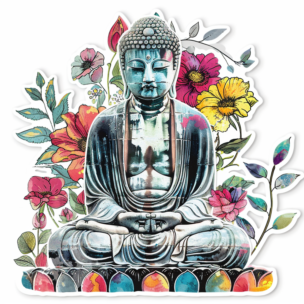 Buddha floral majestic Expressive surreal Vinyl Decal Sticker for Car, Laptop, Tumbler and more # F016964