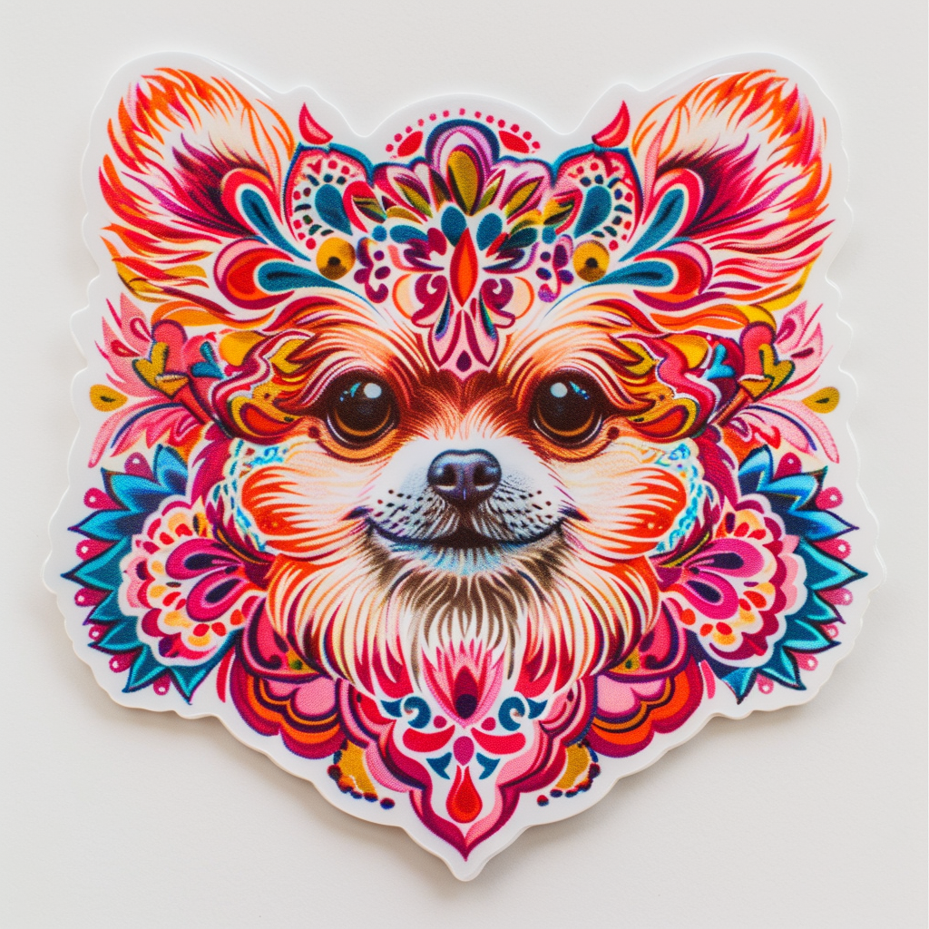 Sticker of a Pomeranian Dog majestic Expressive surreal Heartcore Vinyl Decal Sticker for Car, Laptop, Tumbler and more # F014061