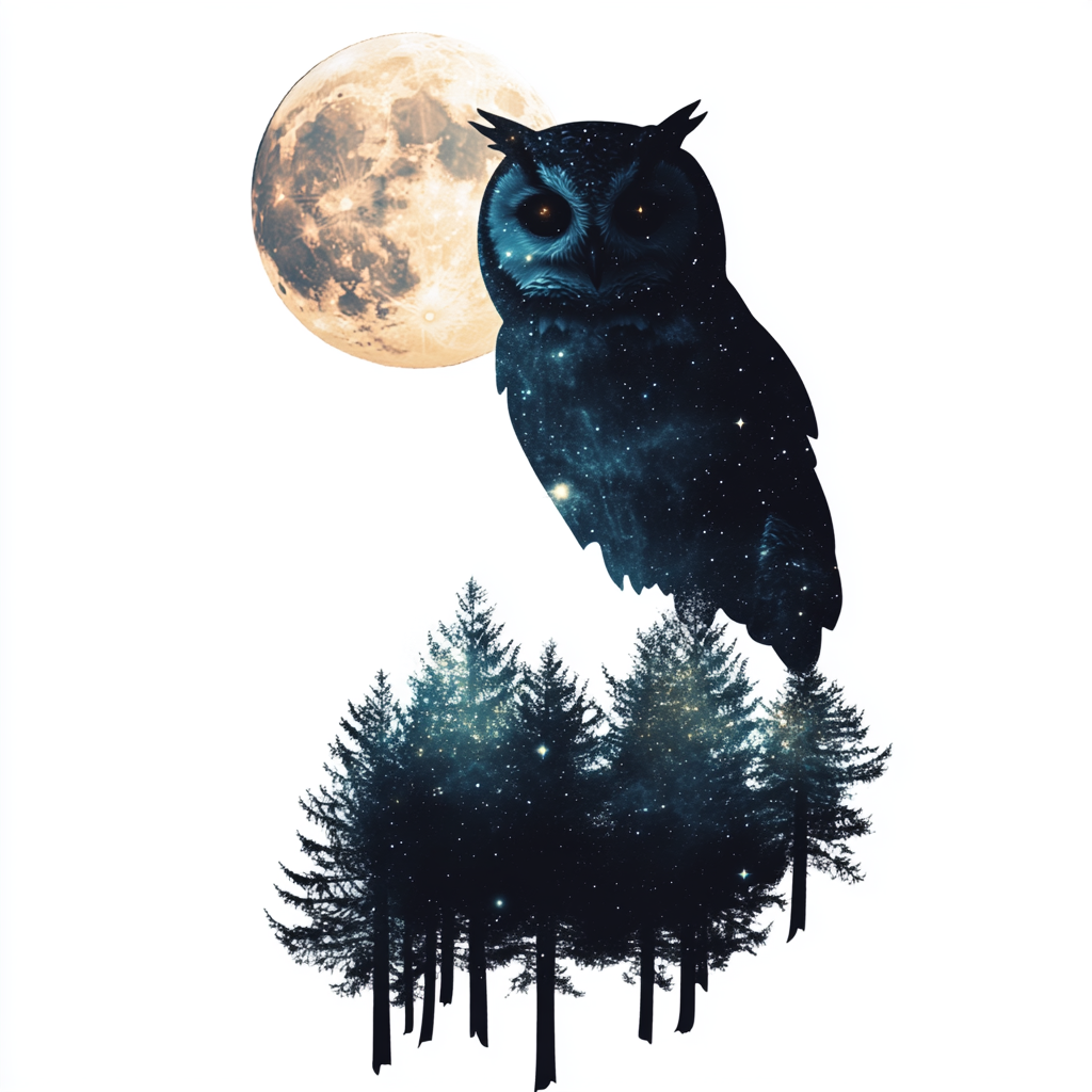 Owl Moon and Stars Vinyl Decal Sticker for Car, Laptop, Tumbler and more # F025762
