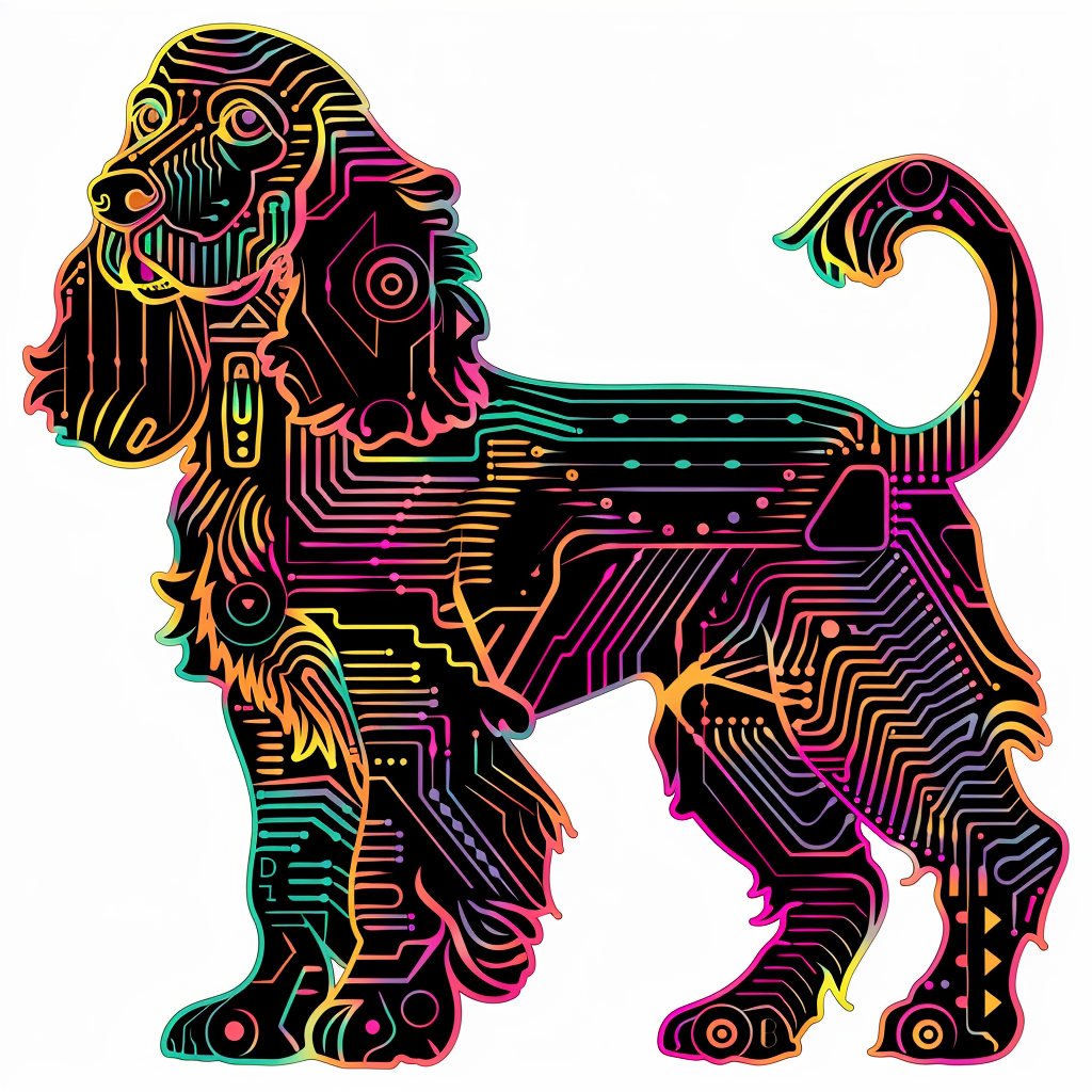 Cocker Spaniel Dog cyber punk Expressive surreal Vinyl Decal Sticker for Car, Laptop, Tumbler and more # F020306-4" x 4"
