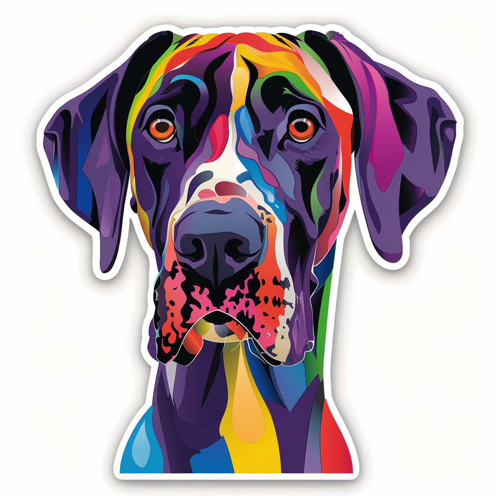 Adorable Great Dane Dog Expressive surreal Vinyl Decal Sticker for Car, Laptop, Tumbler and more # F017737