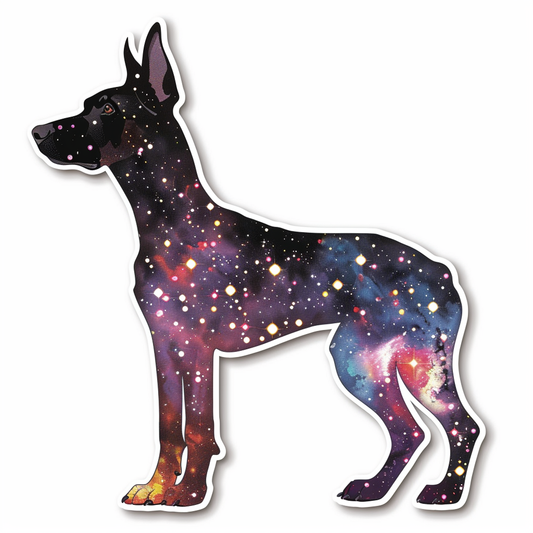 Doberman Pinscher Dog galaxy majestic Expressive surreal Vinyl Decal Sticker for Car, Laptop, Tumbler and more # F019483-4" x 4"