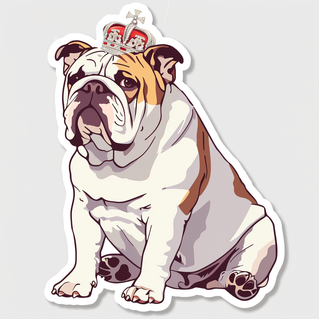 Bulldog Dog crowned majestic Expressive surreal Vinyl Decal Sticker for Car, Laptop, Tumbler and more # F017319